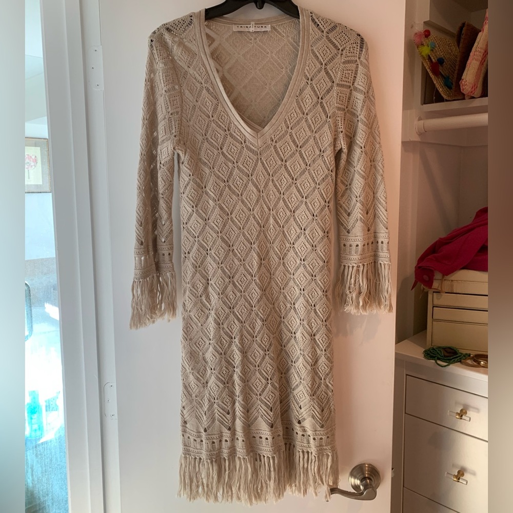 Trina Turk Tan Crochet Dress size S